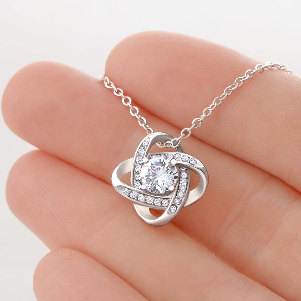 Gift for Wife - 14K White Gold plated Love Knot Necklace With Message Card - Next Chapter