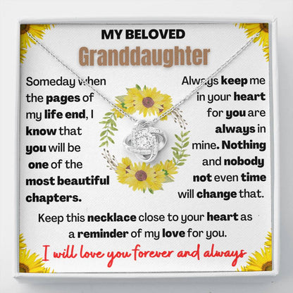 Keepsake for Granddaughter - Love Knot Necklace with Heartwarming Message card