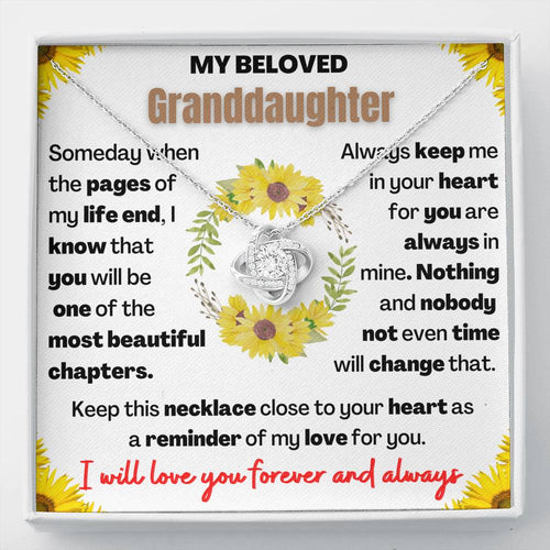 Keepsake for Granddaughter - Love Knot Necklace with Heartwarming Message card