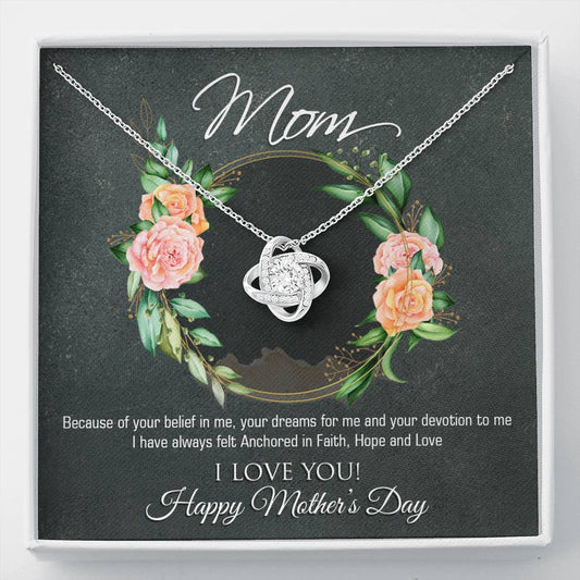 To My Mom I Love You Loveknot Necklace Mothers Day Gift For Mom