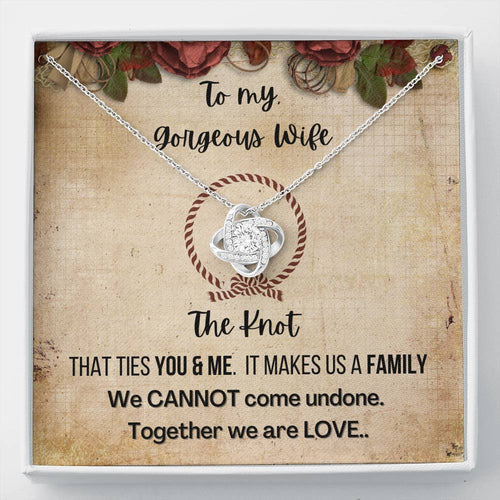 Gift for Wife 14K White Gold Plated Love Knot Necklace