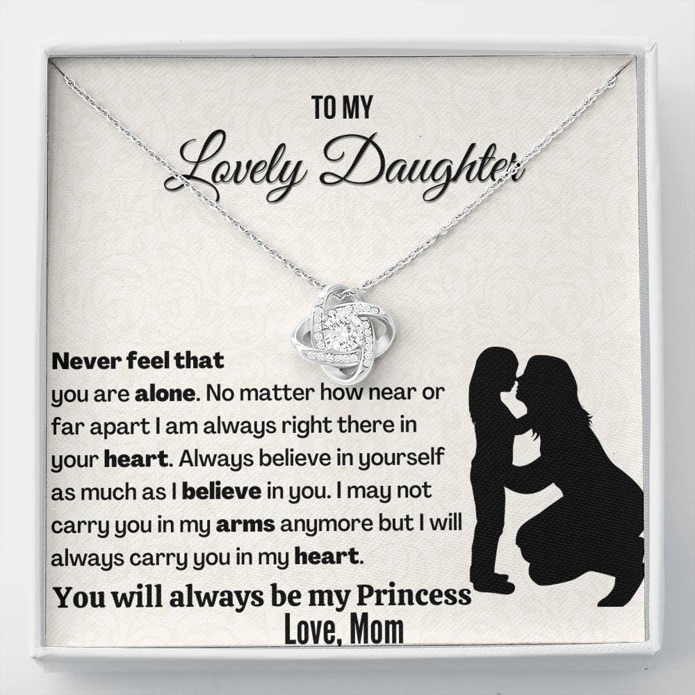 You will always be my princess | 14k White Gold plated Love Knot Necklace