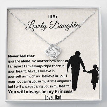 Gift For Daughter | 14k Gold Plated Love Knot Necklace | Never feel that you are alone