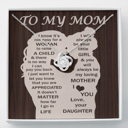 To My Mom - Your Little Girl Love Knot Necklace