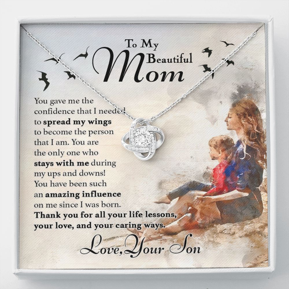 To My Mom - Spread My Wings Love Knot Necklace
