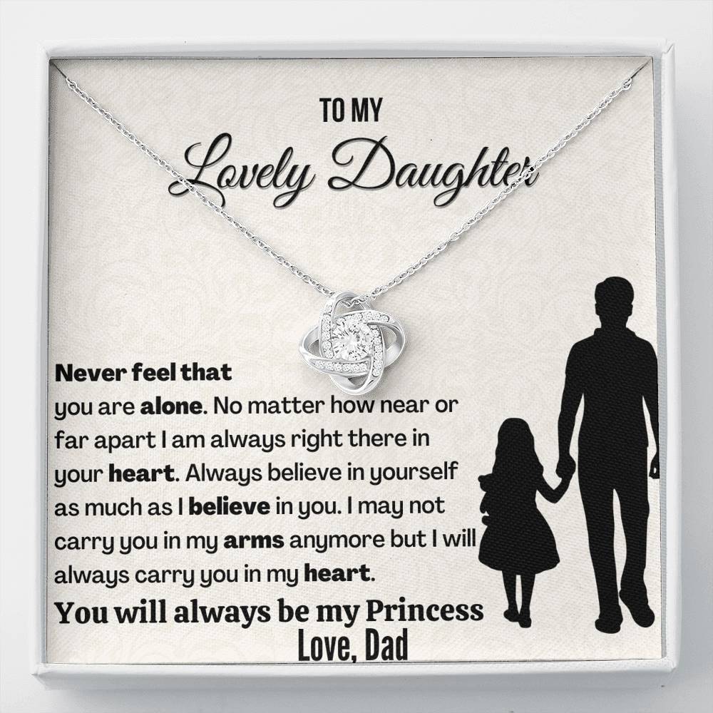 Gift For Daughter | You will always be my Princess | 14K Gold Plated Love Knot Necklace