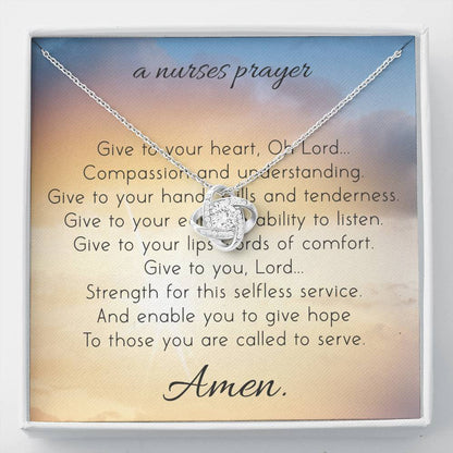 A NURSES PRAYER - CARD Love Knot Neclace