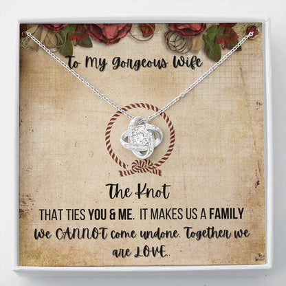 Gift For Wife 14k White Gold Plated Love Knot Necklace