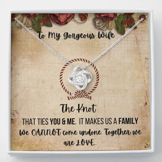 Gift For Wife 14k White Gold Plated Love Knot Necklace