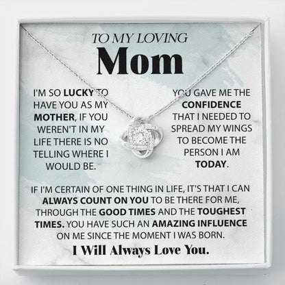 Loving Mom - Lucky To Have You Love Knot Neclace
