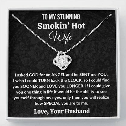 Gift for Wife | 14K gold plated Love Knot Necklace | I asked God for an Angel