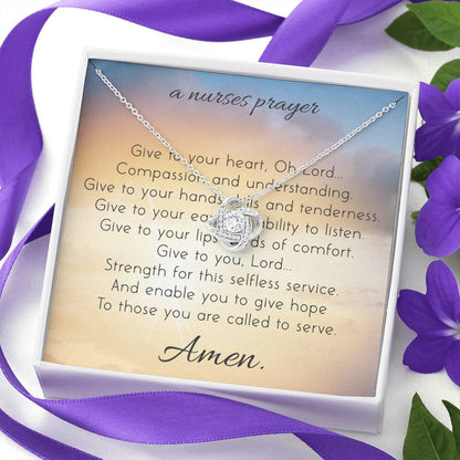 A NURSES PRAYER - CARD Love Knot Neclace