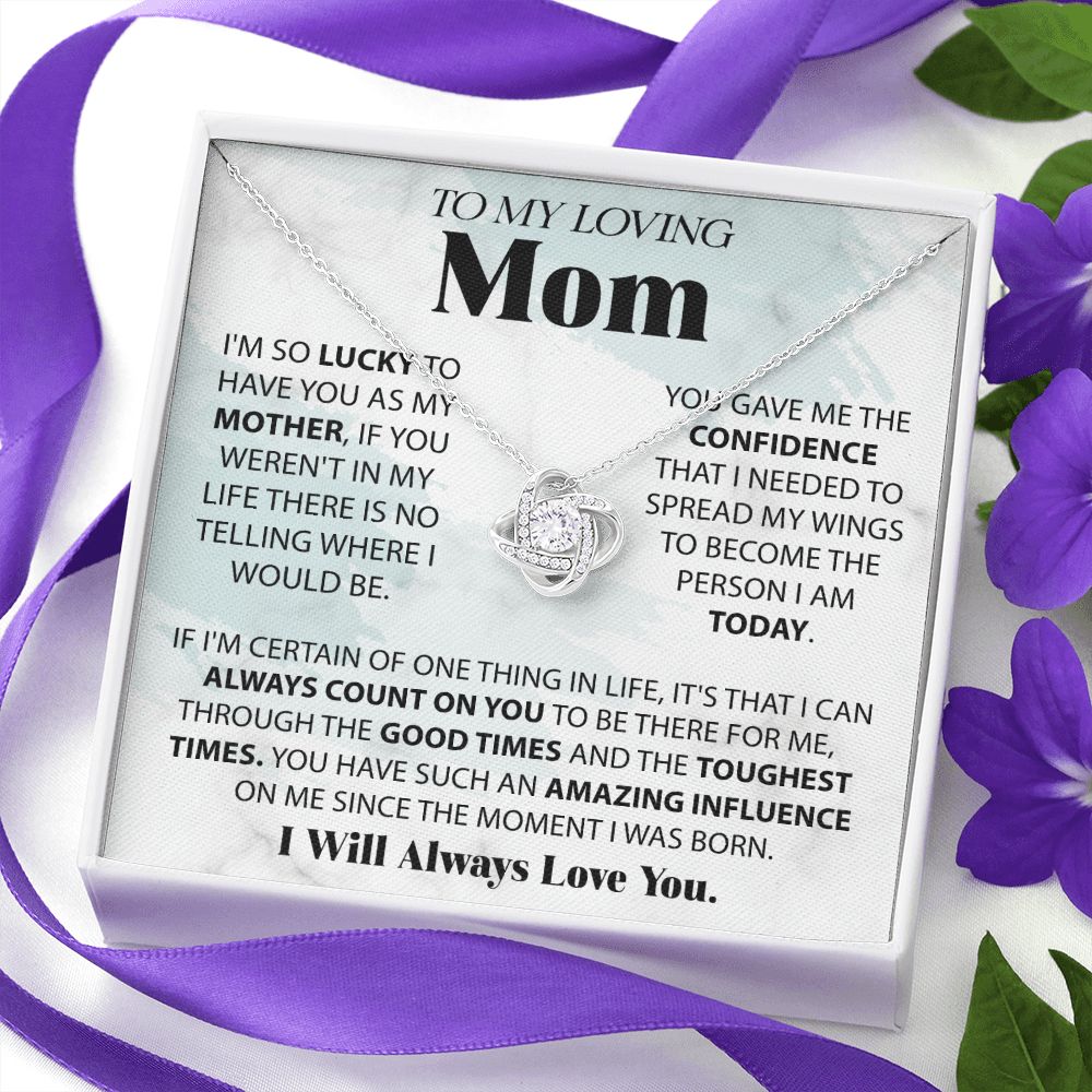 Loving Mom - Lucky To Have You Love Knot Neclace