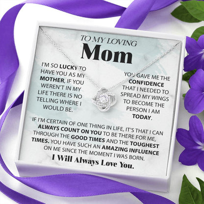 Loving Mom - Lucky To Have You Love Knot Neclace
