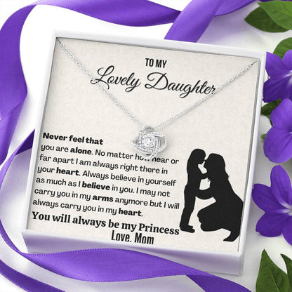 You will always be my princess | 14k White Gold plated Love Knot Necklace