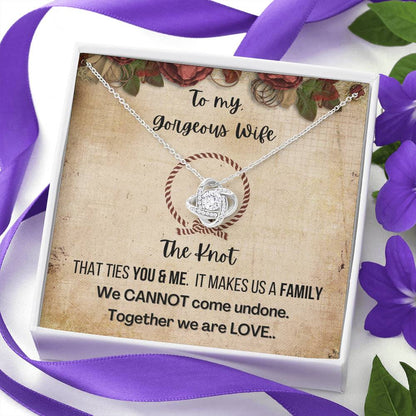 Gift for Wife 14K White Gold Plated Love Knot Necklace