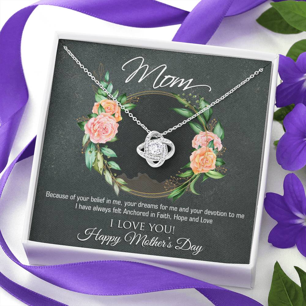 To My Mom I Love You Loveknot Necklace Mothers Day Gift For Mom