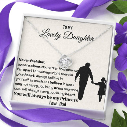 Gift For Daughter | 14k Gold Plated Love Knot Necklace | Never feel that you are alone