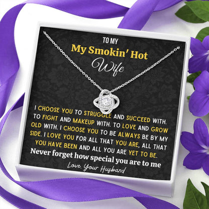 Gift for Wife | I Choose You - Love Knot Necklace With Message Card