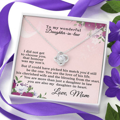 To My Daughter-in-Law: Love Knot Necklace with Heartfelt Message from Mother-in-Law - choose
