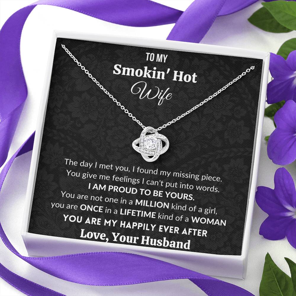 Gift for wife | 14k white gold plated Love Knot Necklace Happily ever after