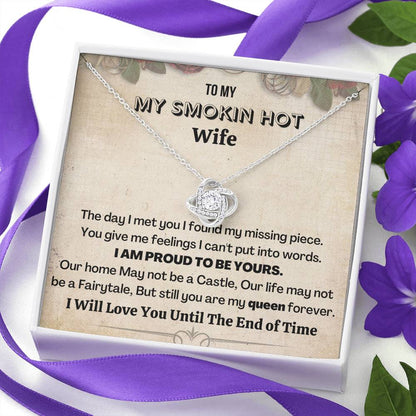 Gift For Wife | 14K gold plated Love Knot Necklace with heartwarming message card.