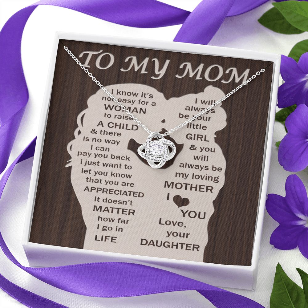 To My Mom - Your Little Girl Love Knot Necklace