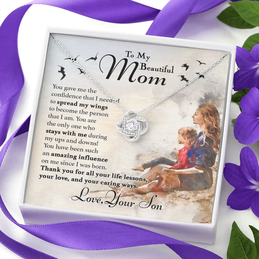 To My Mom - Spread My Wings Love Knot Necklace