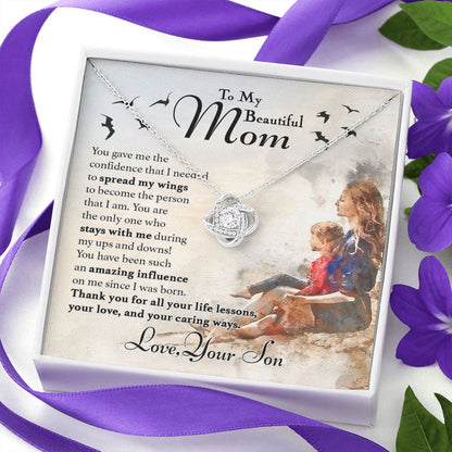 To My Mom - Spread My Wings Love Knot Necklace