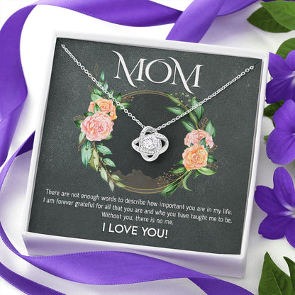 Mom - Not Enough Words Love Knot Neclace