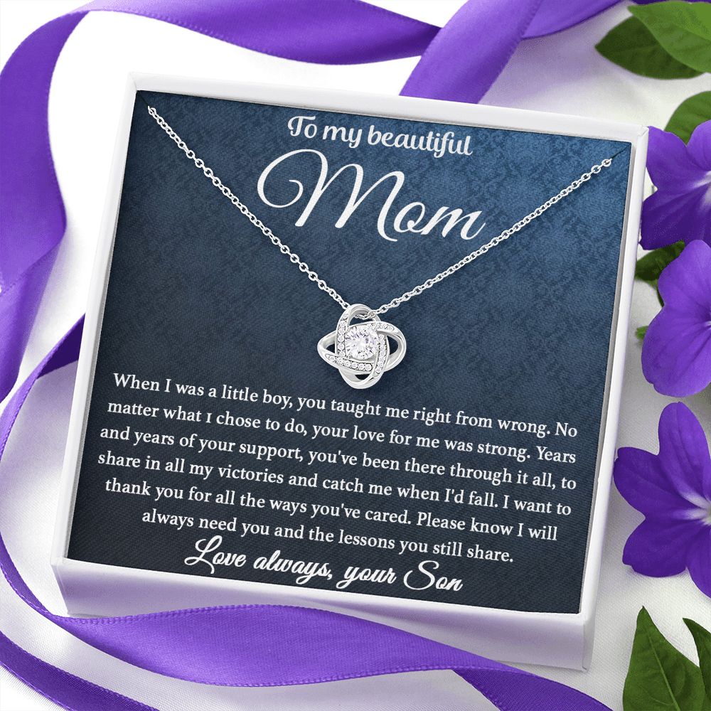 To My Mom - You Taught Me Love Knot Necklace