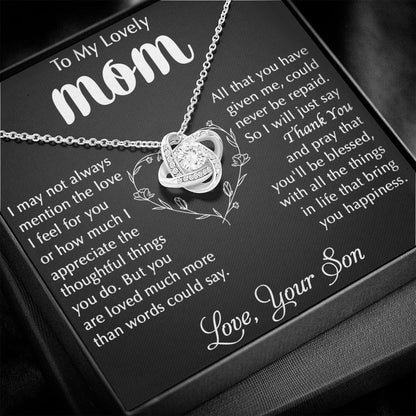 My Lovely Mom - I Appreciate Love Knot Neclace