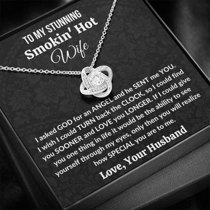 Gift for Wife | 14K gold plated Love Knot Necklace | I asked God for an Angel