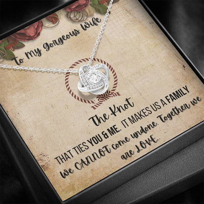 Gift For Wife 14k White Gold Plated Love Knot Necklace