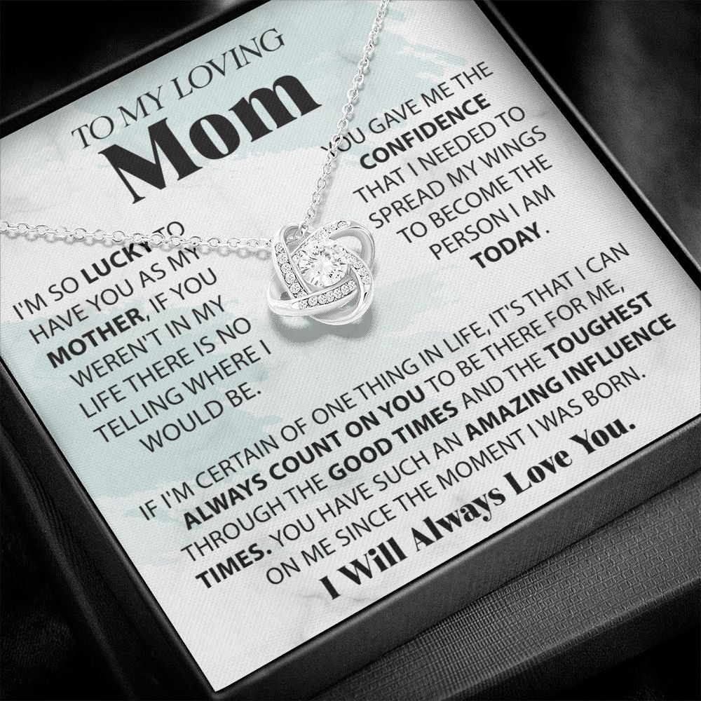 Loving Mom - Lucky To Have You Love Knot Neclace