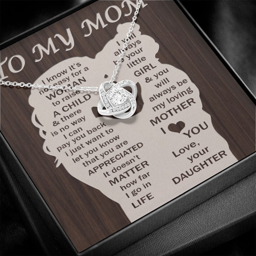 To My Mom - Your Little Girl Love Knot Necklace