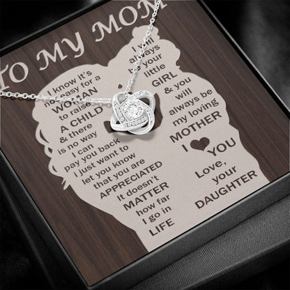 To My Mom - Your Little Girl Love Knot Necklace