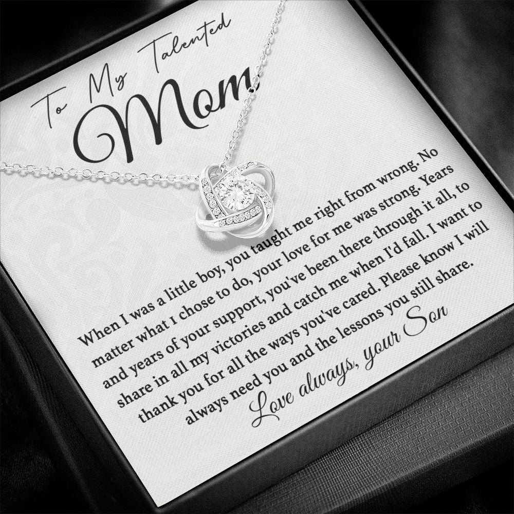 To My Talented Mom Love Knot Necklace
