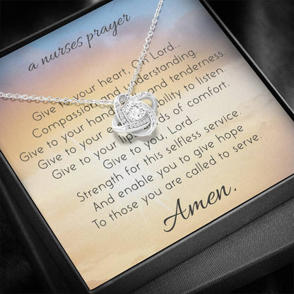 A NURSES PRAYER - CARD Love Knot Neclace