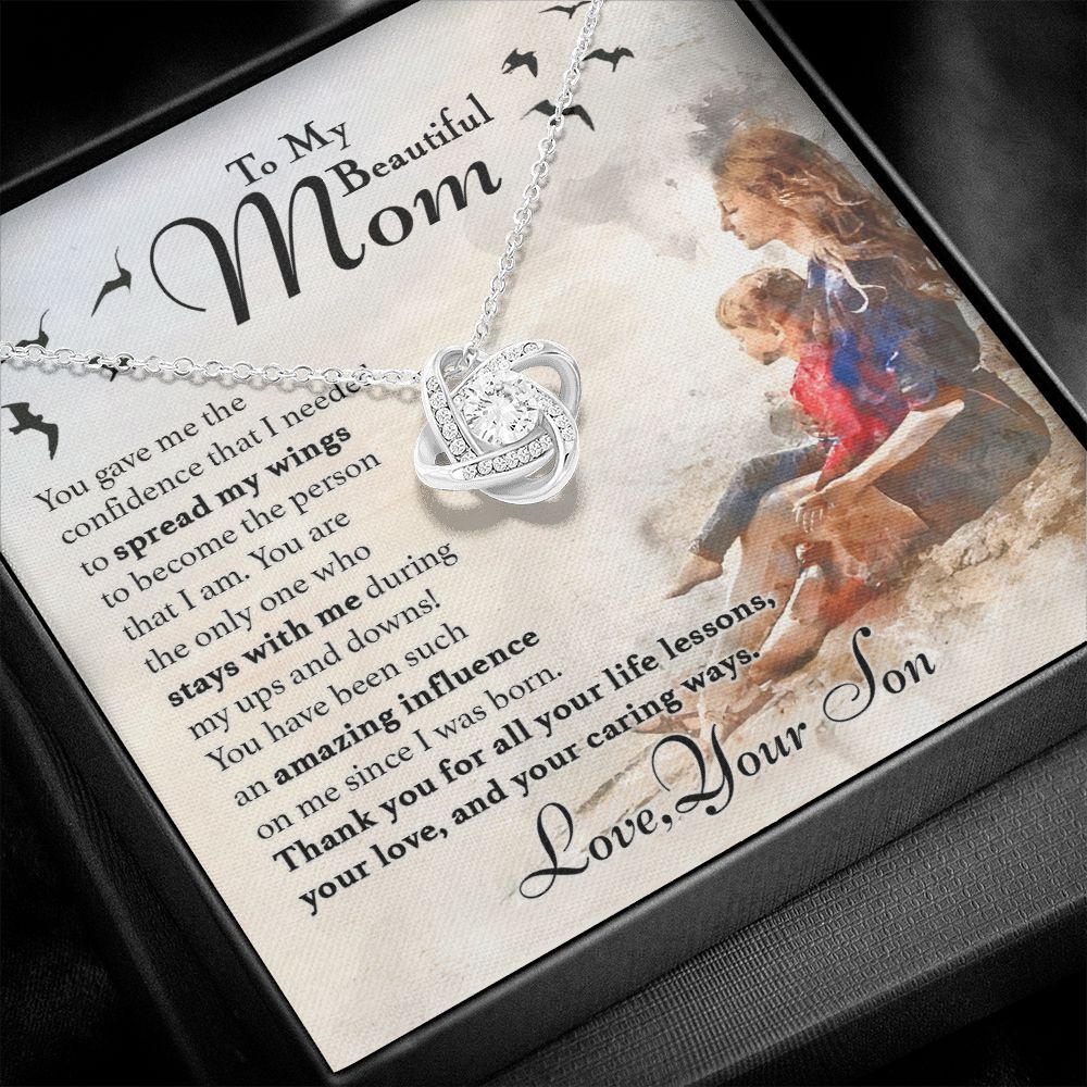 To My Mom - Spread My Wings Love Knot Necklace