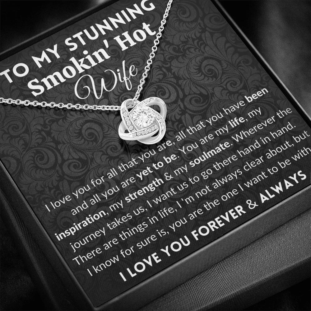 Gift for Wife | 14k White Gold Plated Love Knot Necklace | Wherever journey takes us