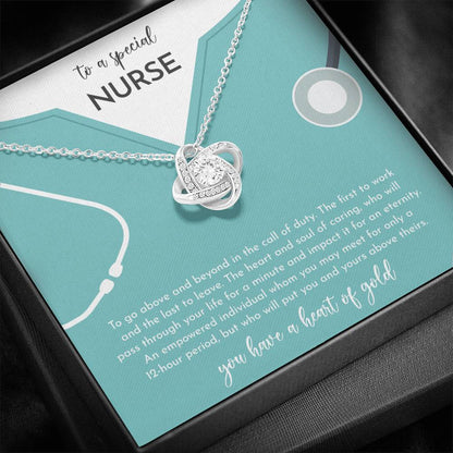 A SPECIAL NURSE - CARD Love Knot Neclace