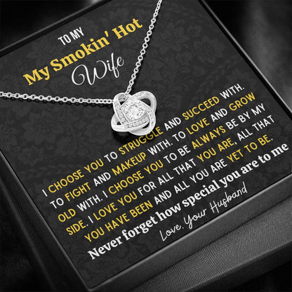 Gift for Wife | I Choose You - Love Knot Necklace With Message Card