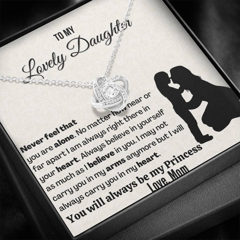 You will always be my princess | 14k White Gold plated Love Knot Necklace