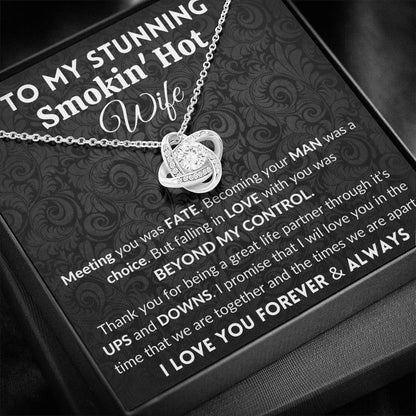 Gift for Wife | 14k White Gold Plated Love Knot Necklace | Beyond My Control