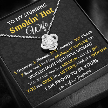 Gift for Wife Love Knot Necklace With Message Card You are once in a lifetime kind of a Woman
