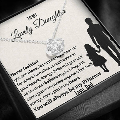 Gift For Daughter | You will always be my Princess | 14K Gold Plated Love Knot Necklace