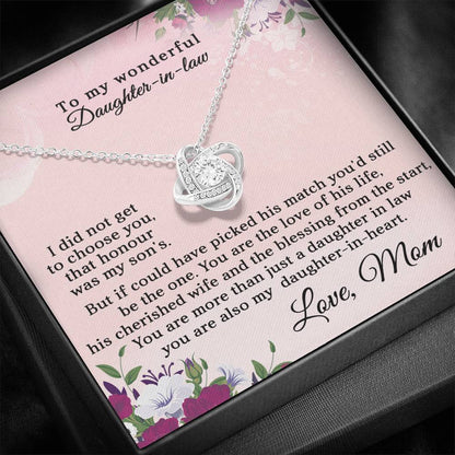To My Daughter-in-Law: Love Knot Necklace with Heartfelt Message from Mother-in-Law - choose