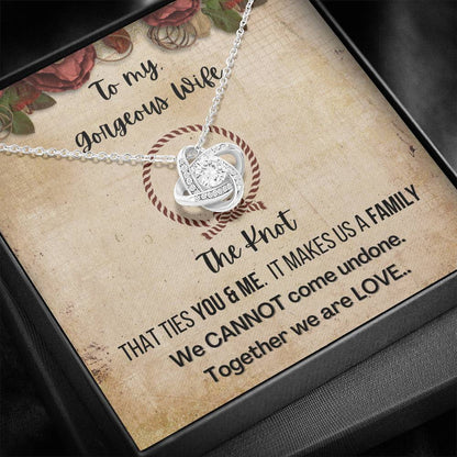 Gift for Wife 14K White Gold Plated Love Knot Necklace