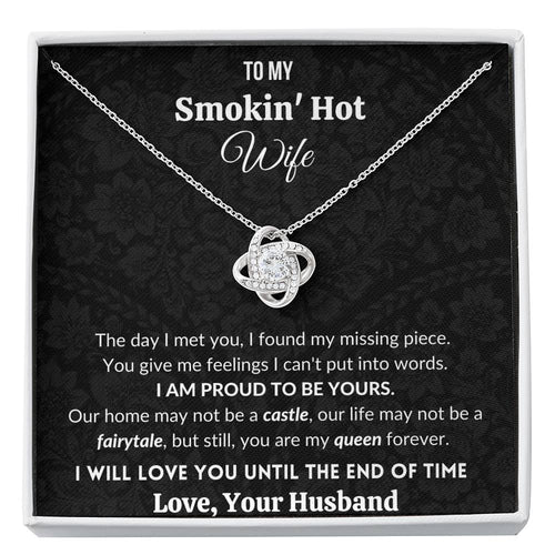To My Smokin Hot Wife | 14K Gold Plated Love Knot Necklace